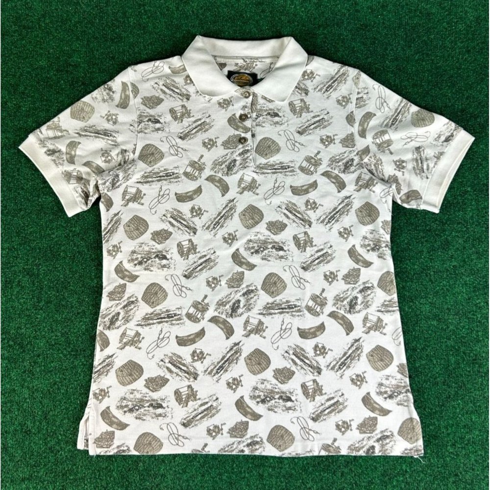 Cabelas for Women‎ Fishing Print Polo Shirt Size Small